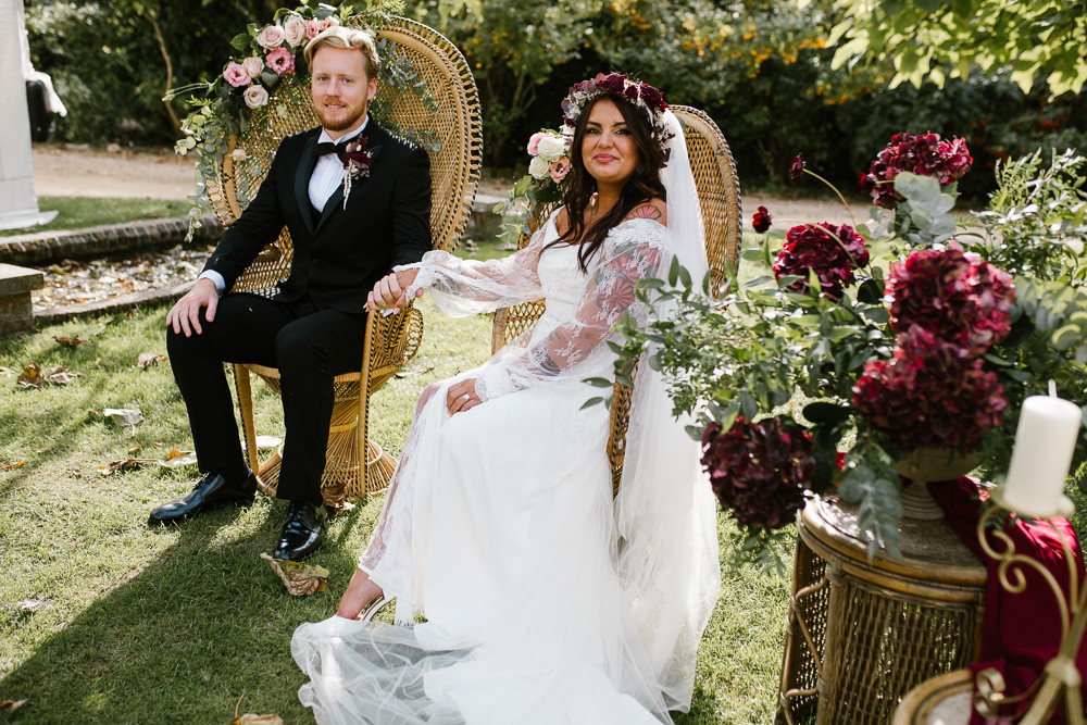 Peacock Chair Flowers Seating Springhead Trust Wedding Alexandra Szigeti Photography