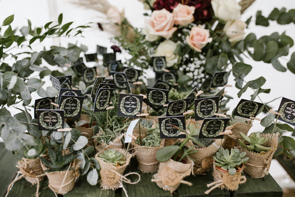 Succulent Favours Table Flowers Springhead Trust Wedding Alexandra Szigeti Photography