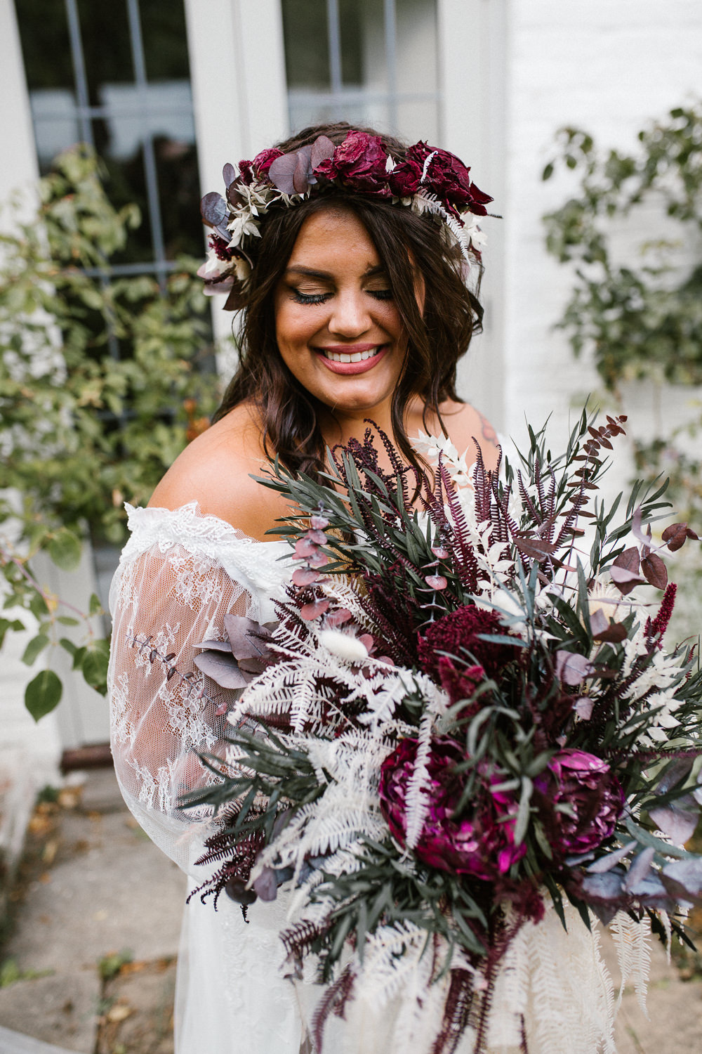 Bouquet Flowers Bride Bridal Burgundy Red Large Greenery Springhead Trust Wedding Alexandra Szigeti Photography