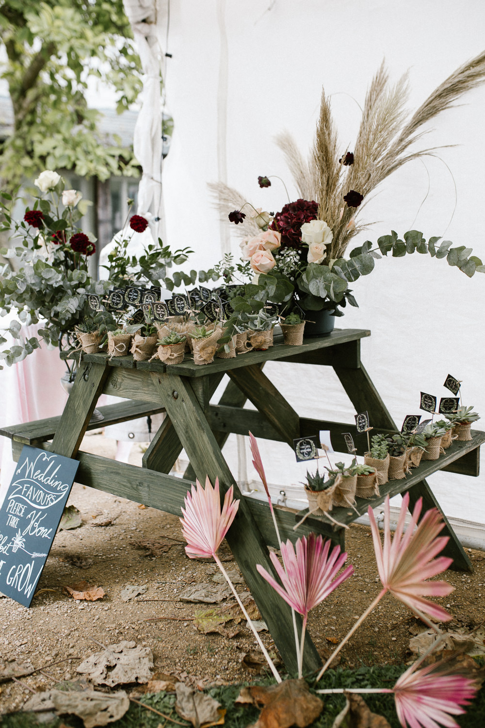 Succulent Favours Table Flowers Springhead Trust Wedding Alexandra Szigeti Photography