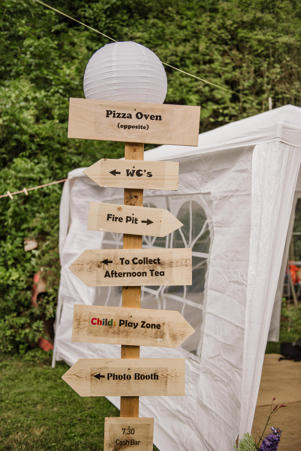 Wooden Sign Post Staffordshire Garden Wedding Charlie and Em Photography