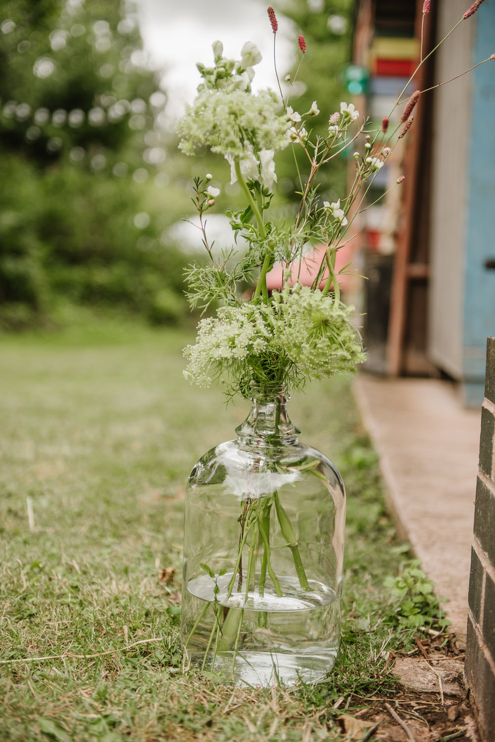 Vase Flowers Greenery Staffordshire Garden Wedding Charlie and Em Photography