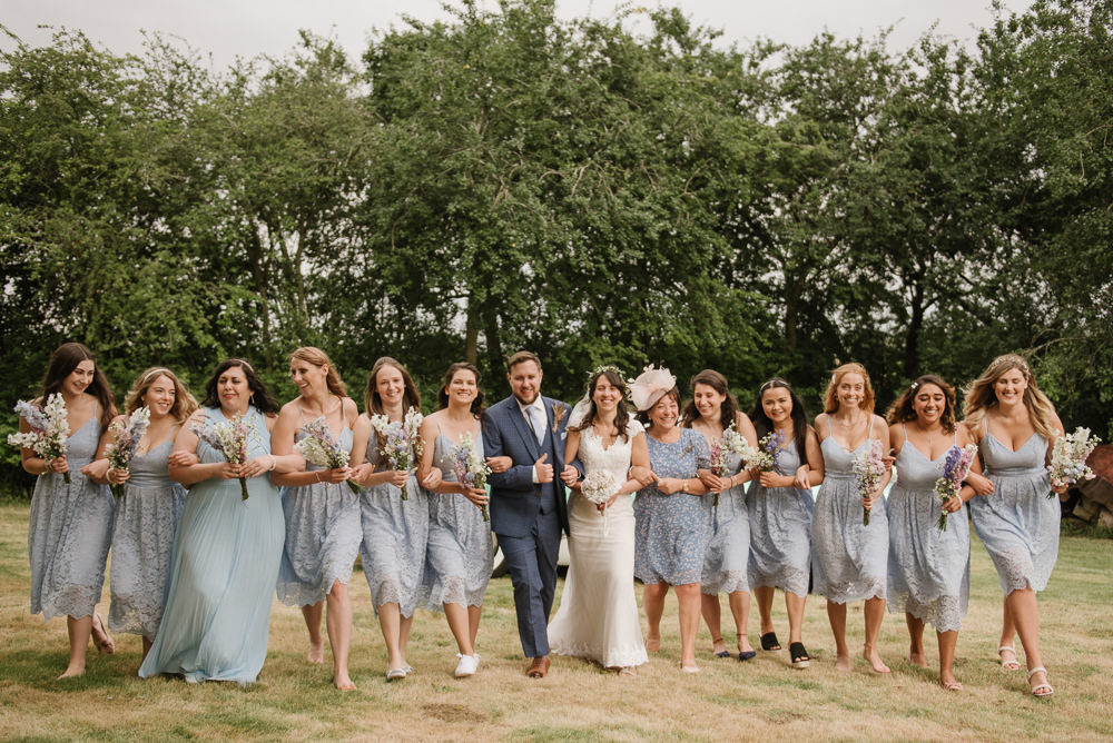 Blue Bridesmaids Dresses Staffordshire Garden Wedding Charlie and Em Photography