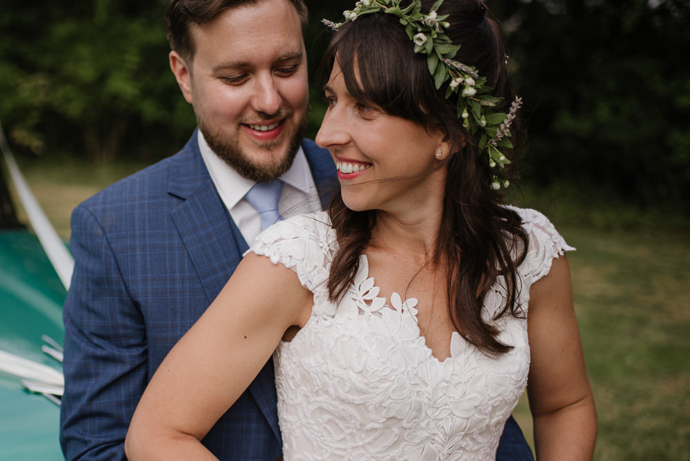 Flower Crown Greenery Bride Staffordshire Garden Wedding Charlie and Em Photography