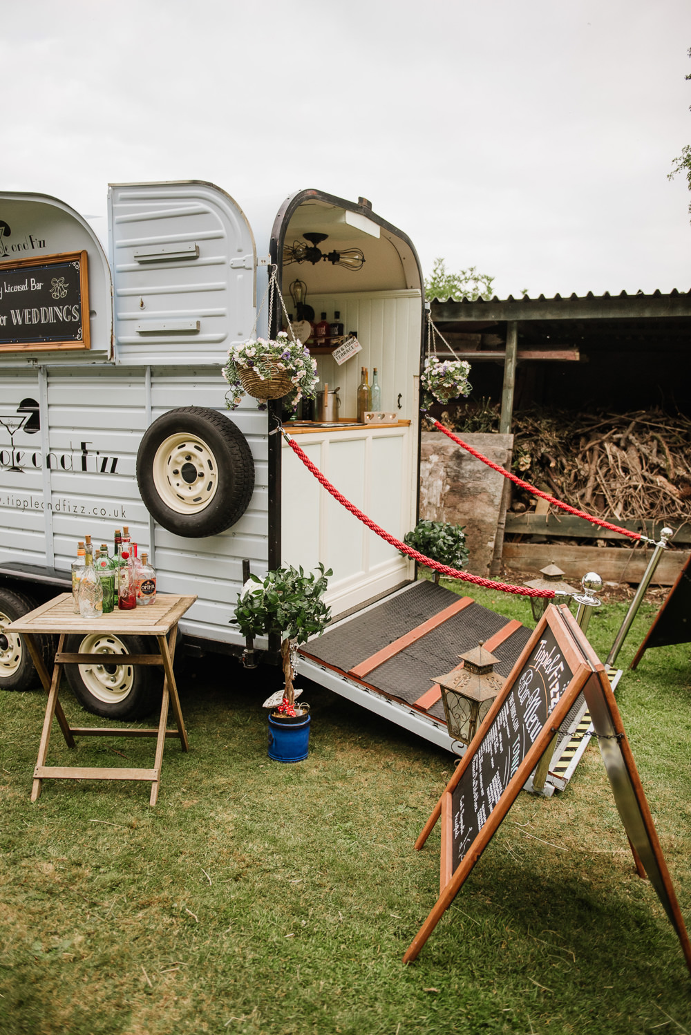 Horse Box Bar Staffordshire Garden Wedding Charlie and Em Photography