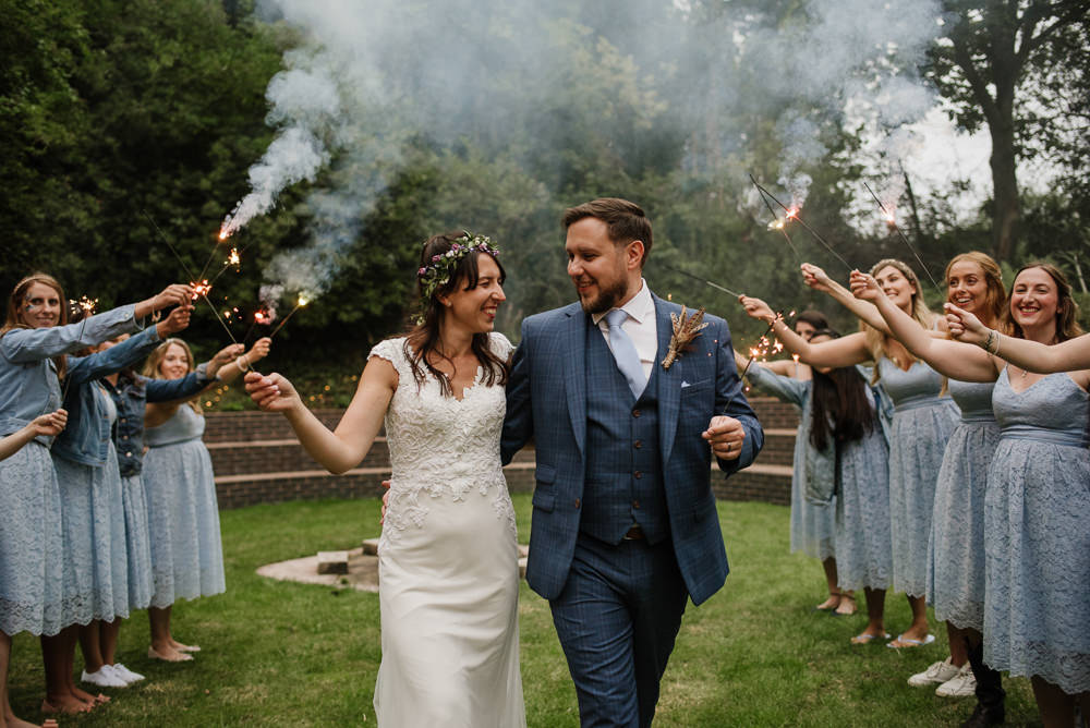 Sparklers Staffordshire Garden Wedding Charlie and Em Photography