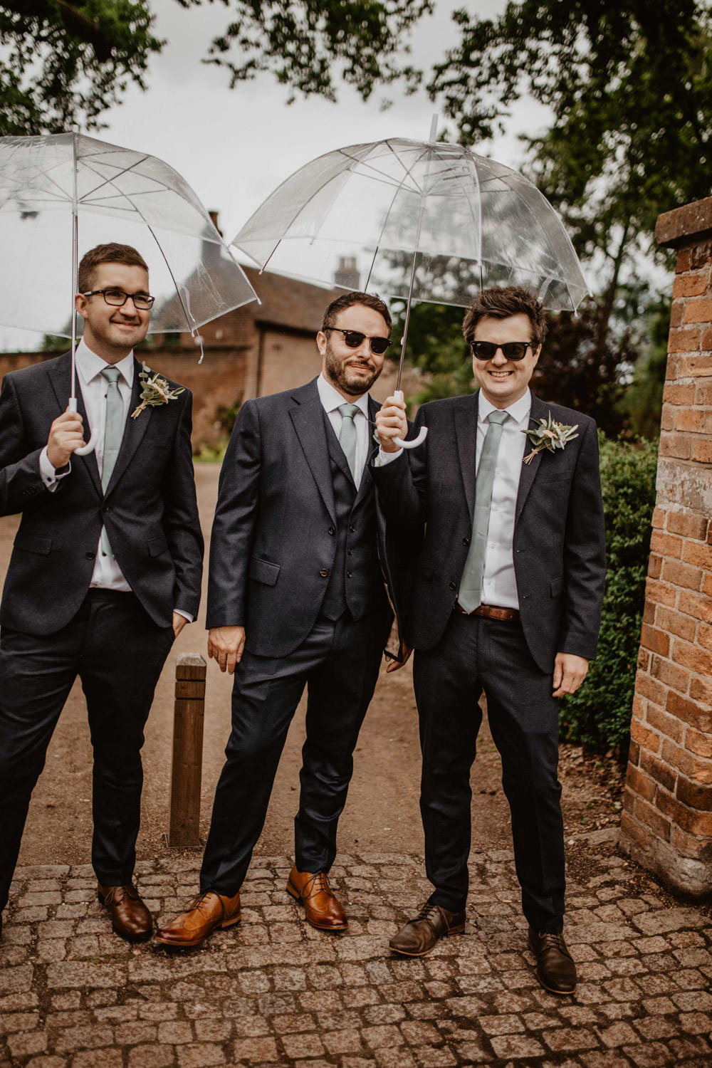Groom Blue Suit Grey Tie Tan Shoes Groomsmen Thorpe Garden Wedding Camilla Andrea Photography