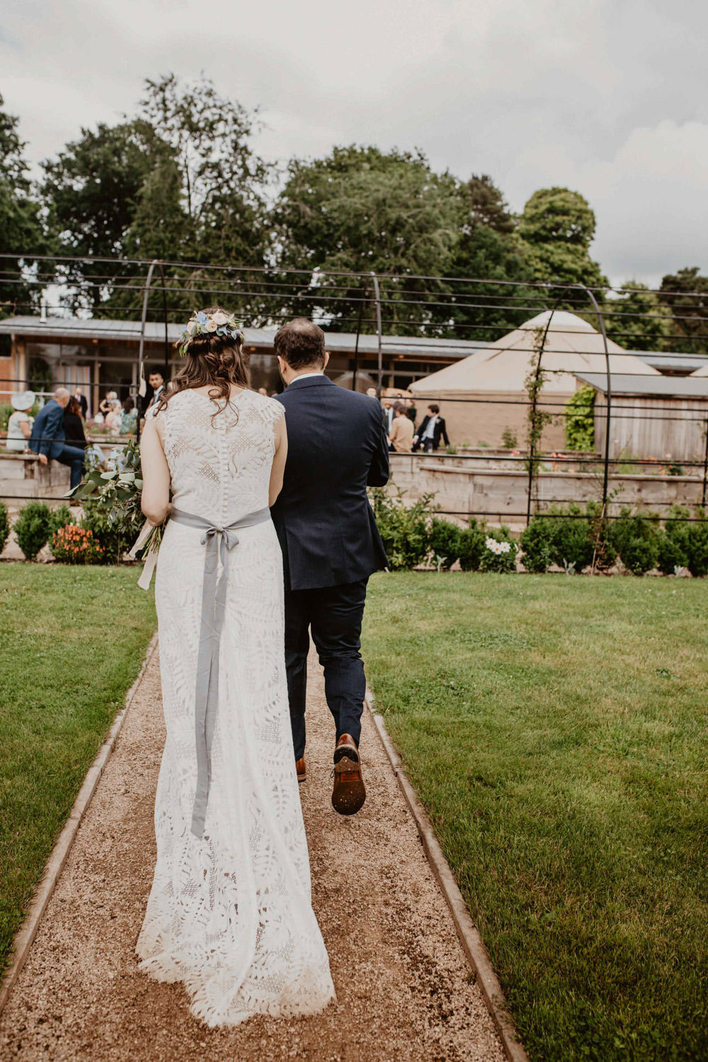 Dress Gown Bride Bridal Lace Ribbon Sash Thorpe Garden Wedding Camilla Andrea Photography