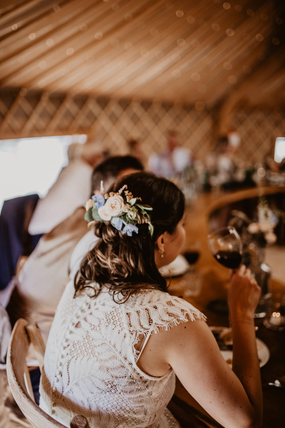 Bride Bridal Hairstyle Half Up Half Down Flowers Thorpe Garden Wedding Camilla Andrea Photography
