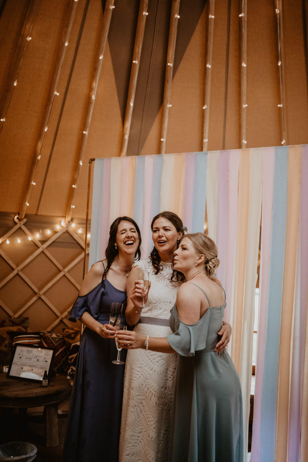 Photo Booth Backdrop Ribbon Pastel Thorpe Garden Wedding Camilla Andrea Photography