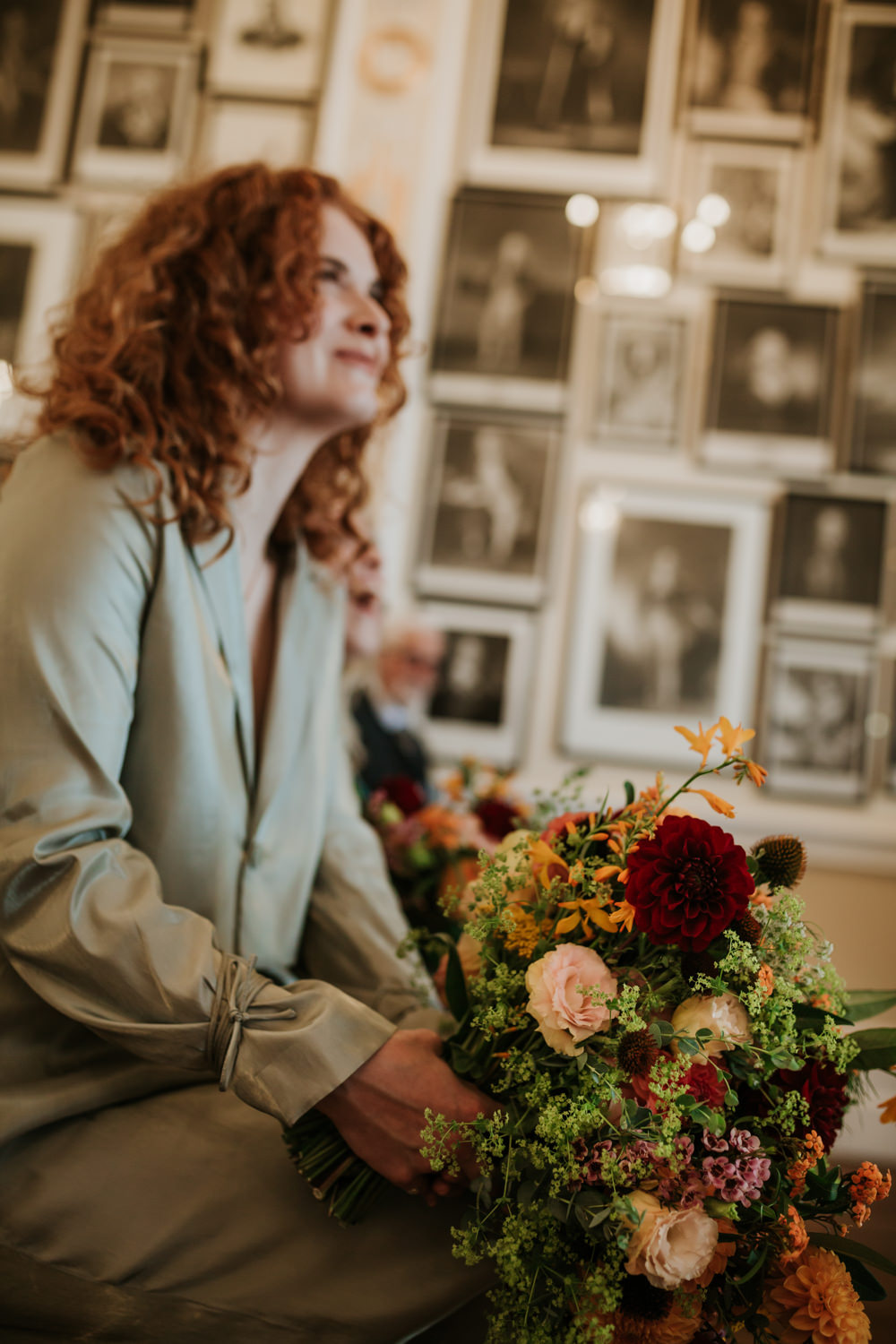 Bridesmaids Green Grey Jumpsuits Trafalgar Tavern Wedding Lauren Marchant Photography