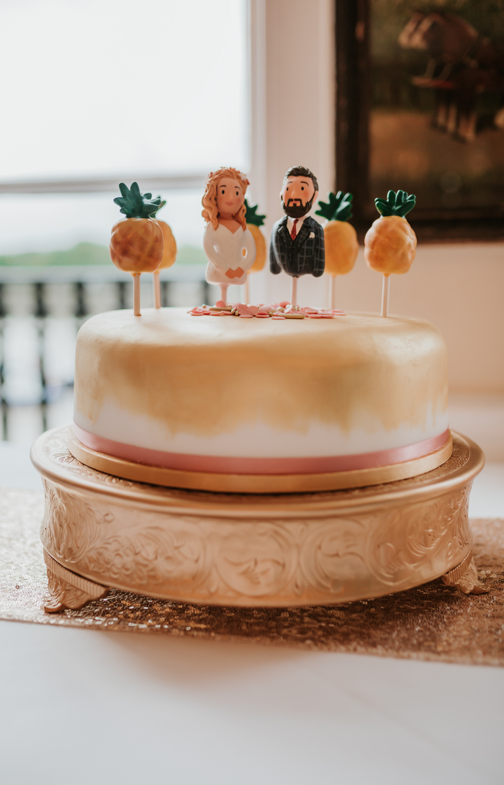 Single Layer Gold Cake Pops Trafalgar Tavern Wedding Lauren Marchant Photography