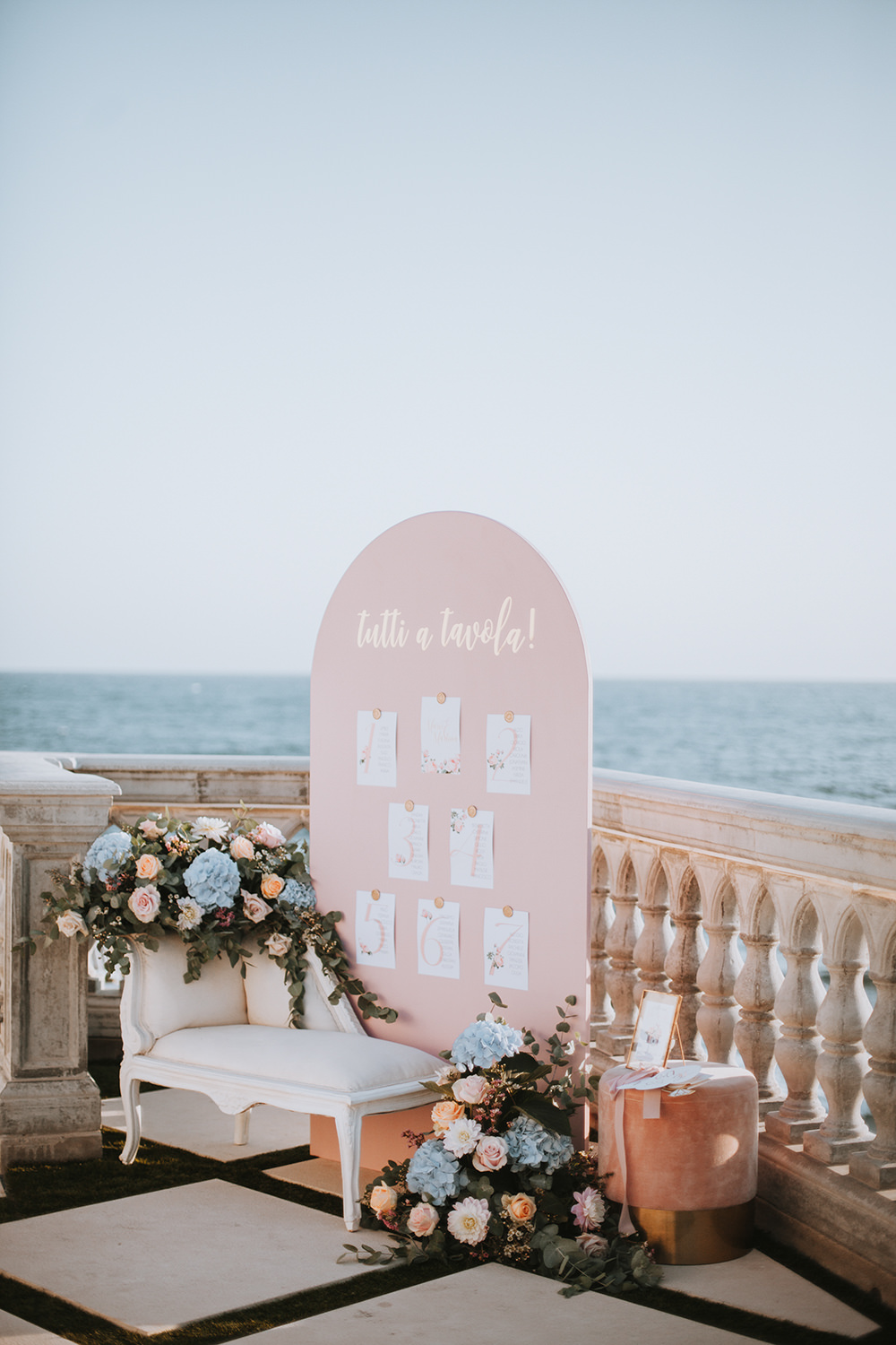Curve Pink Table Plan Seating Chart Tuscany Villa Wedding Caterina Neri