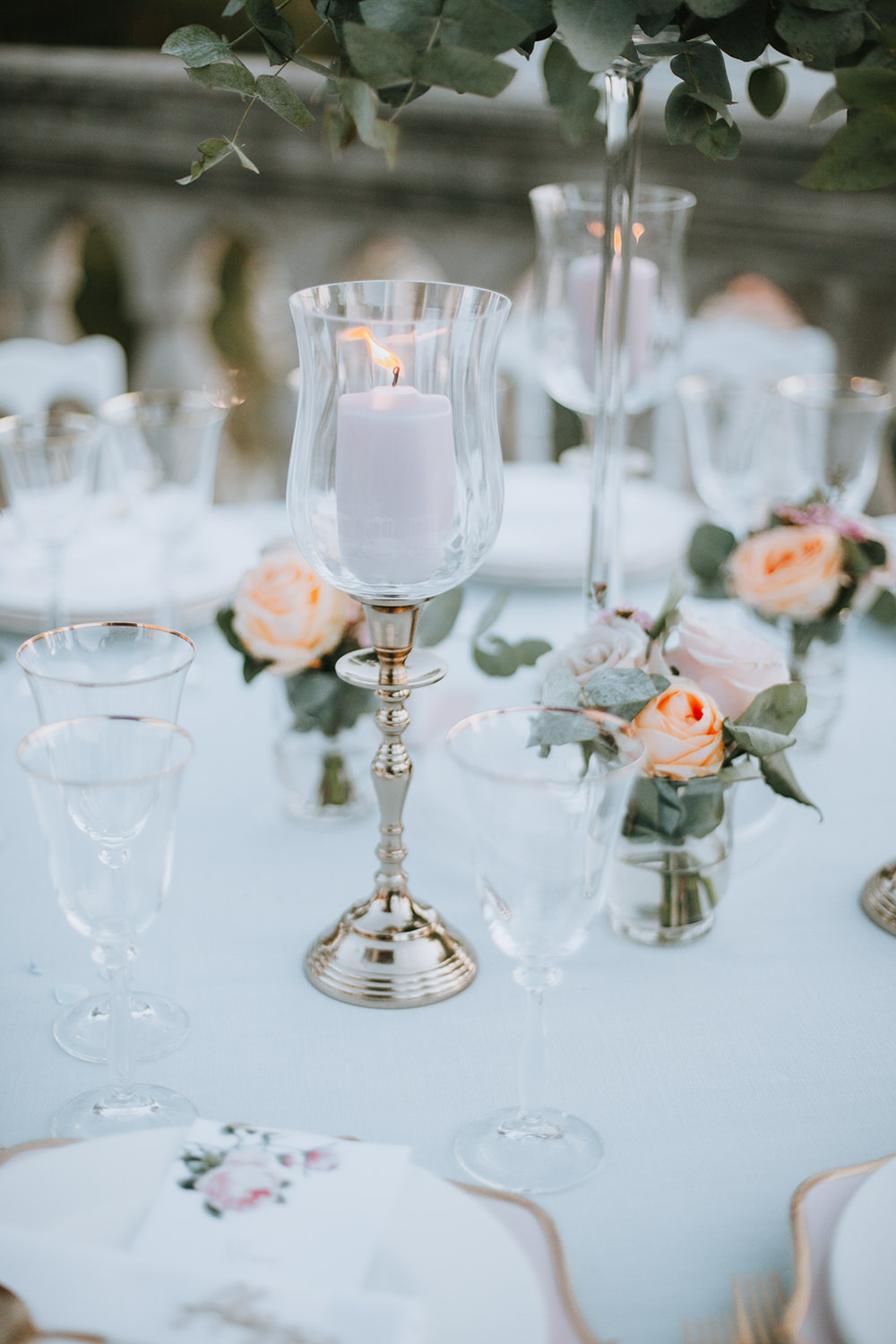 Candlesticks Decor Table Centrepiece Tuscany Villa Wedding Caterina Neri