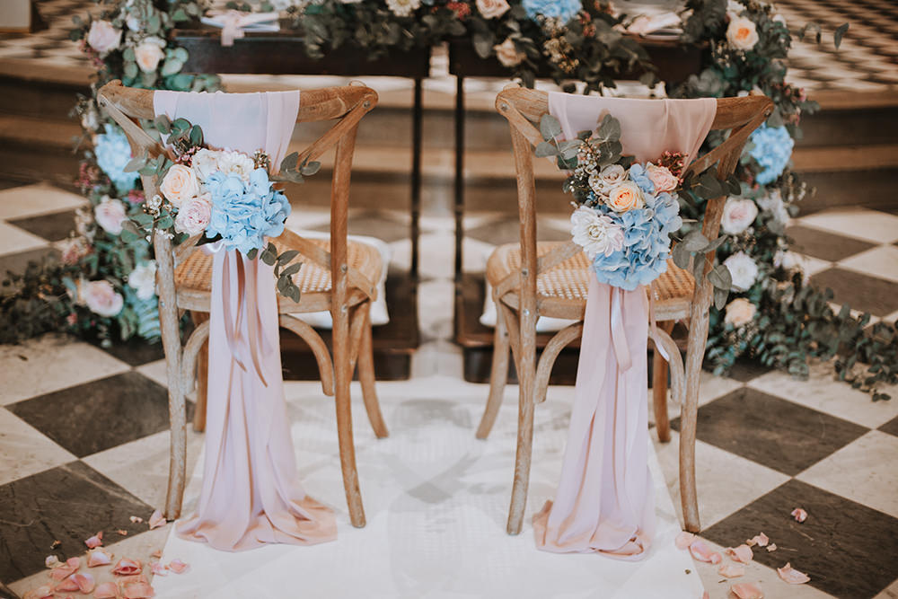Ceremony Chairs Flowers Fabric Tuscany Villa Wedding Caterina Neri
