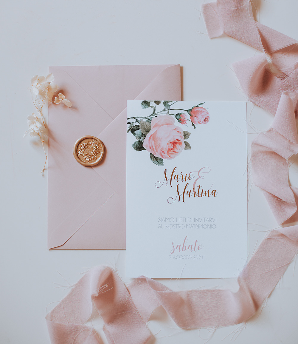 Pink Blue Floral Stationery Wax Seal Invite Invitation Tuscany Villa Wedding Caterina Neri
