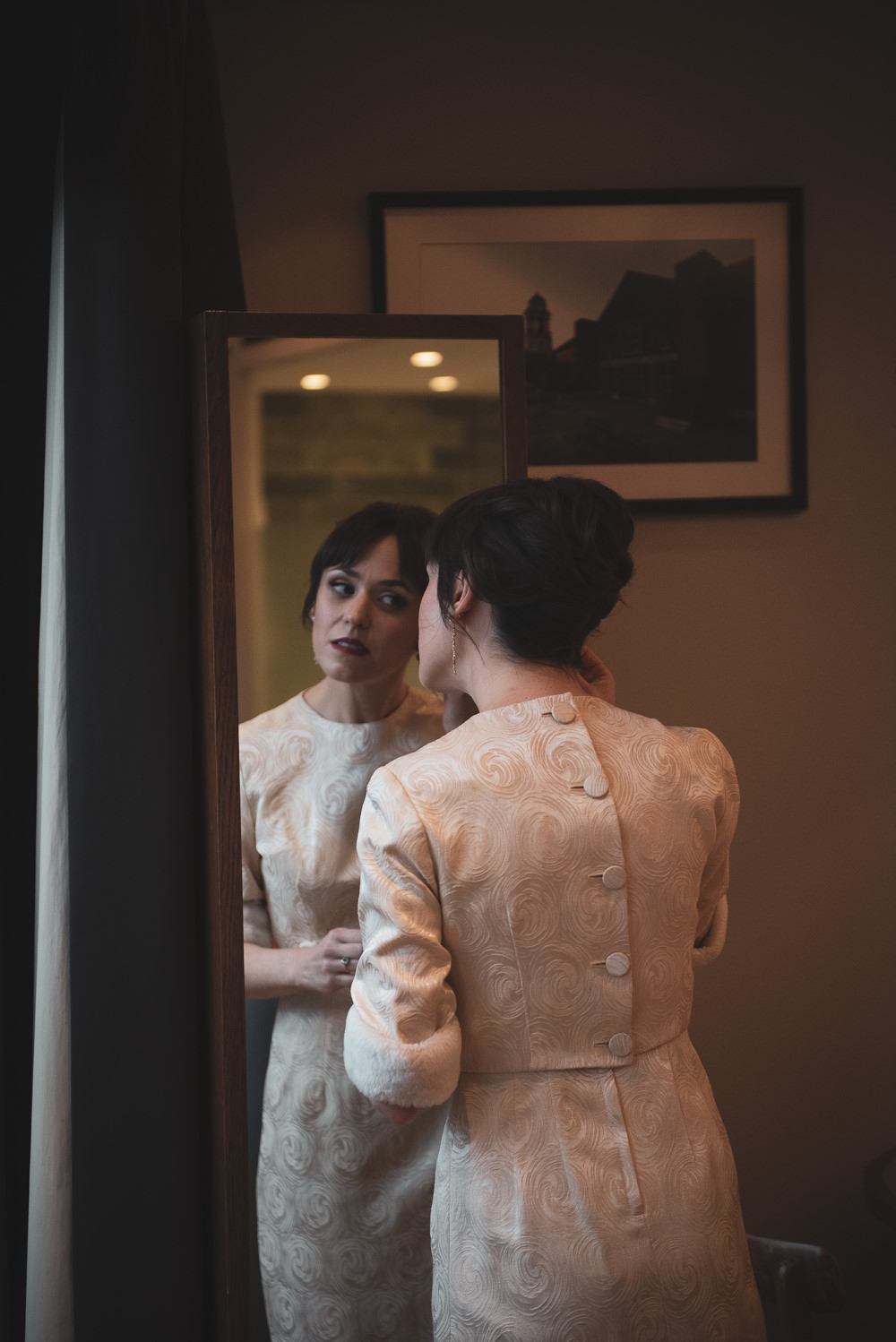 Vintage 60s Dress Short Button Back Shift Walthamstow Registry Office Wedding Cat Arwel Photography