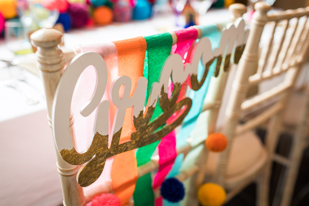 Chair Sign Rainbow Decor Woodhouse Barn Wedding John Wellings