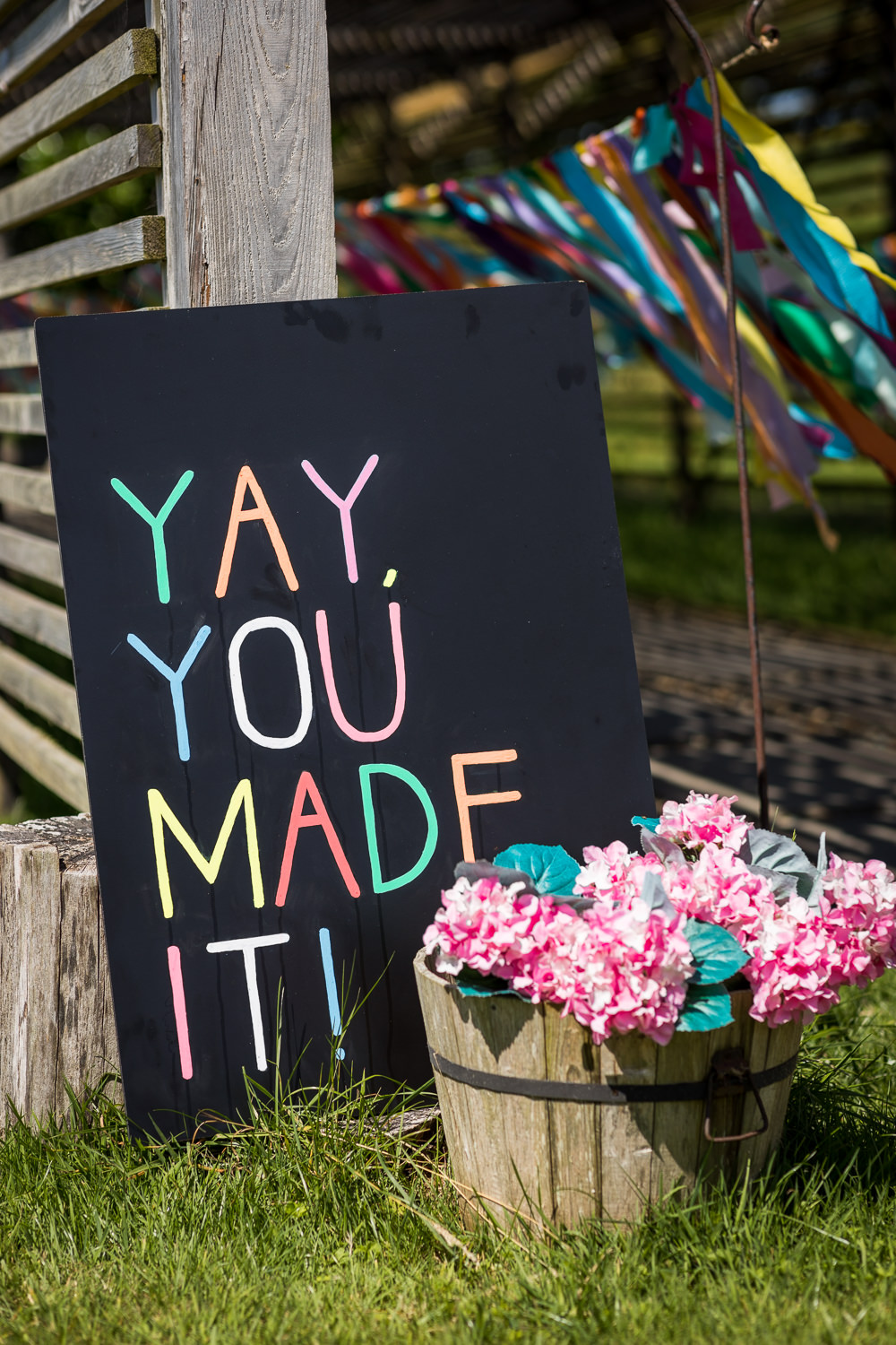 Rainbow Chalkboard Sign Woodhouse Barn Wedding John Wellings