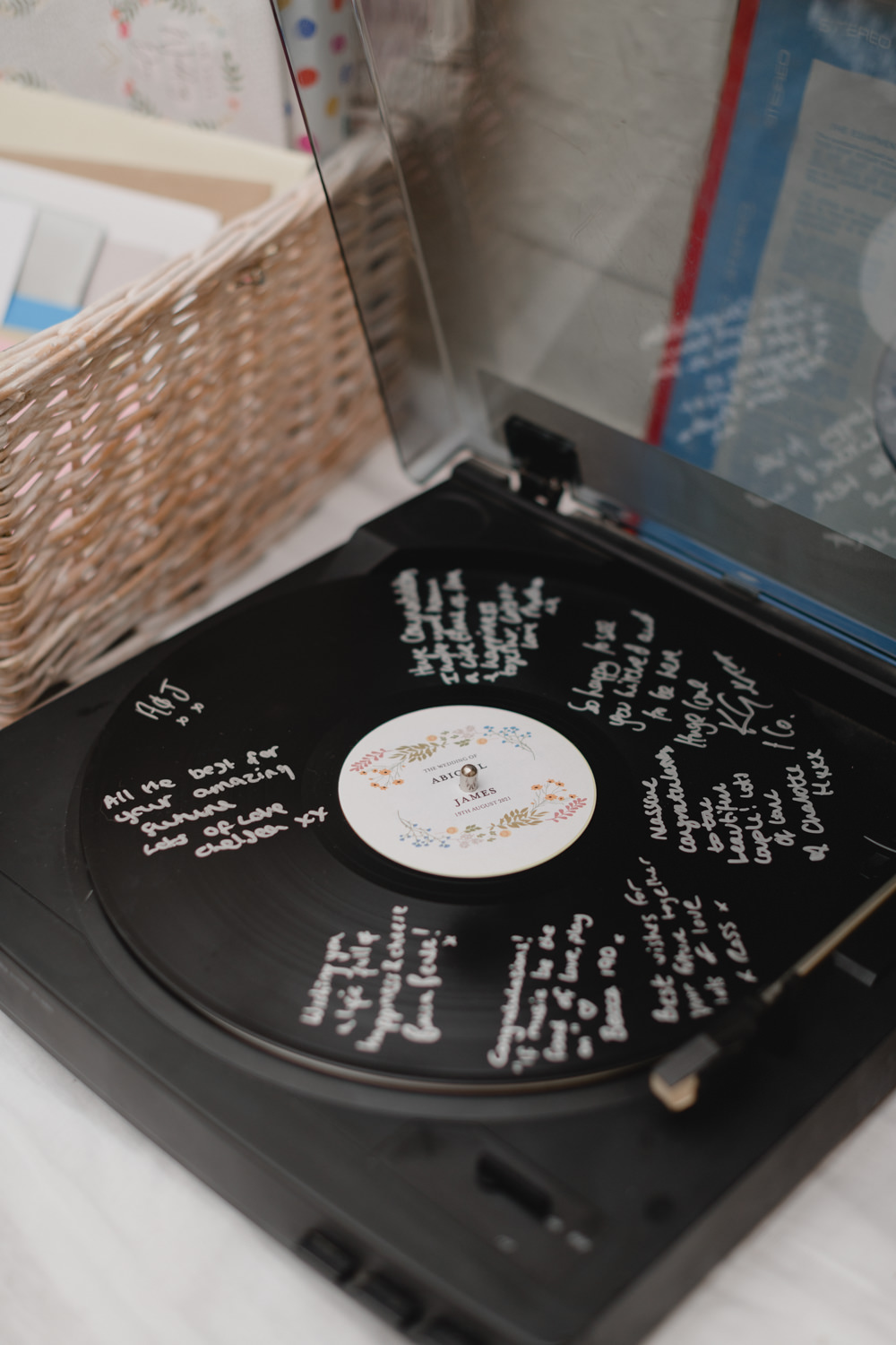 Record Player Guest Book Abbey House Gardens Wedding Lyra&Moth Photography