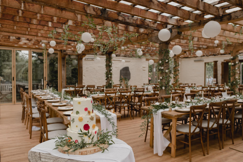 Long Wooden Table Decor Greenery Lanterns White Abbey House Gardens Wedding Lyra&Moth Photography