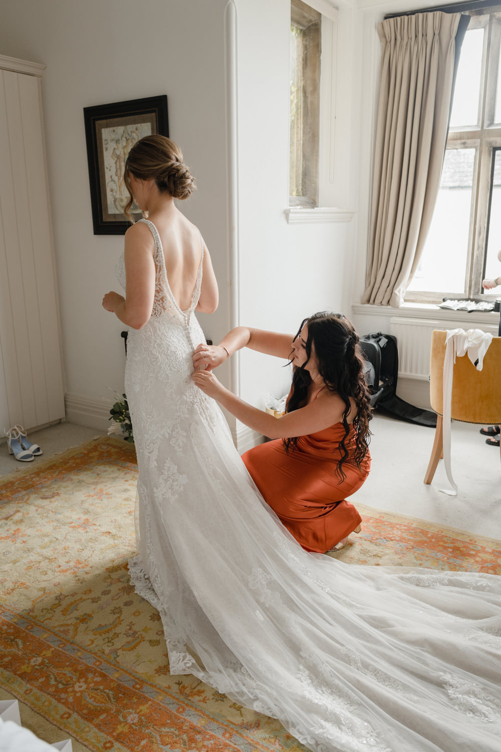 Dress Gown Bride Bridal Tulle Train Abbey House Gardens Wedding Lyra&Moth Photography