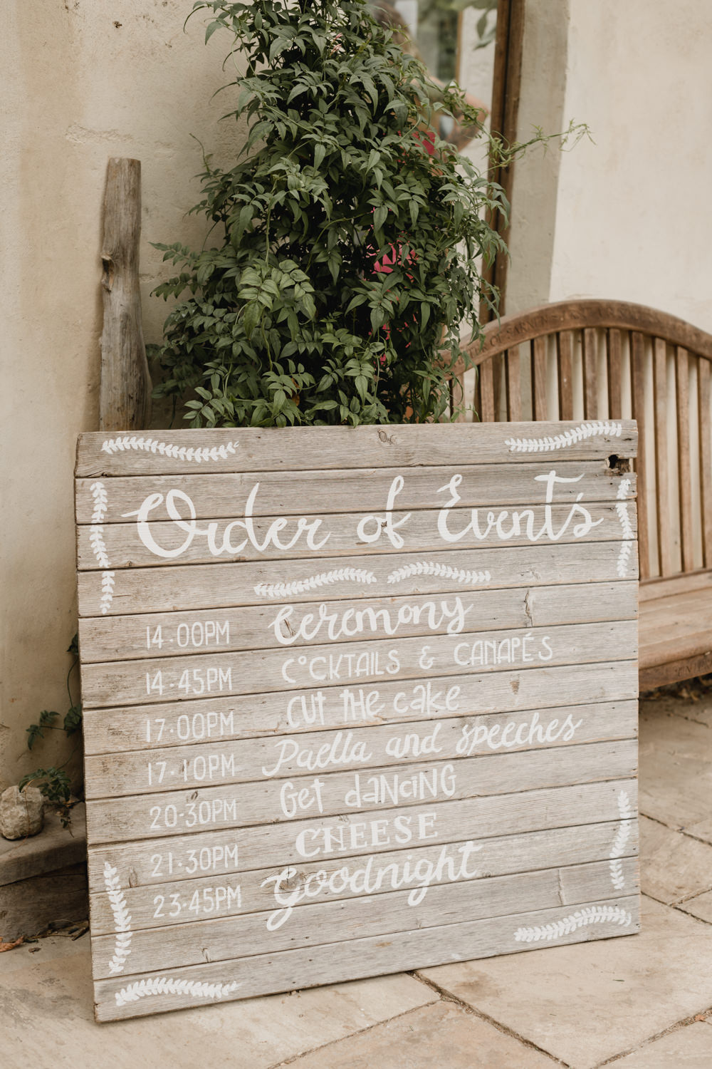 Wooden Pallet Sign Order Day Abbey House Gardens Wedding Lyra&Moth Photography
