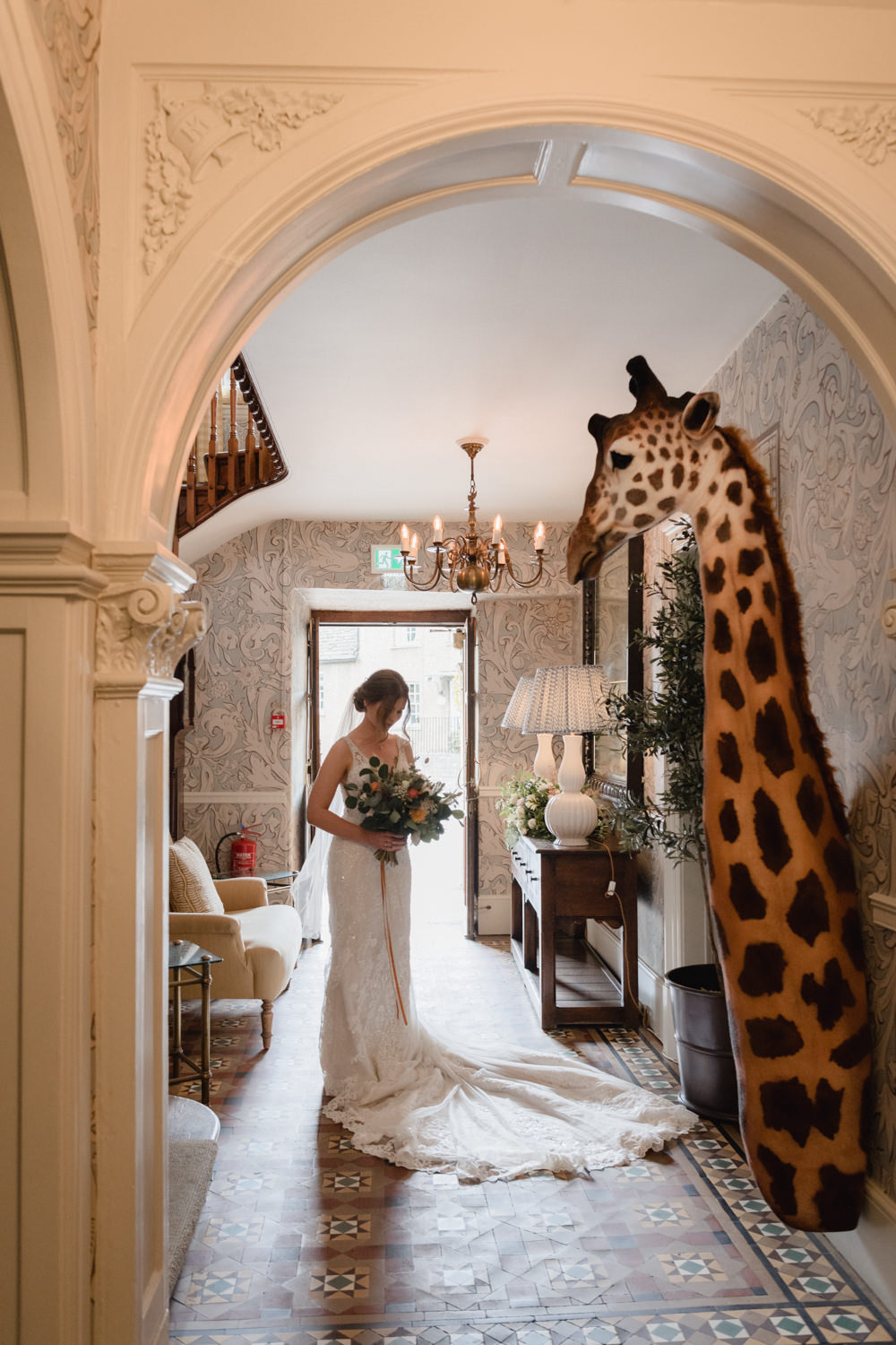 Dress Gown Bride Bridal Tulle Train Abbey House Gardens Wedding Lyra&Moth Photography
