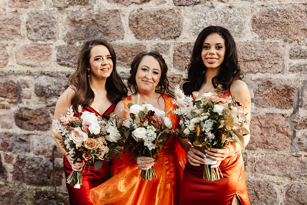 Orange Bridesmaid Dresses Autumn Forest Wedding Emma Lawson Photography