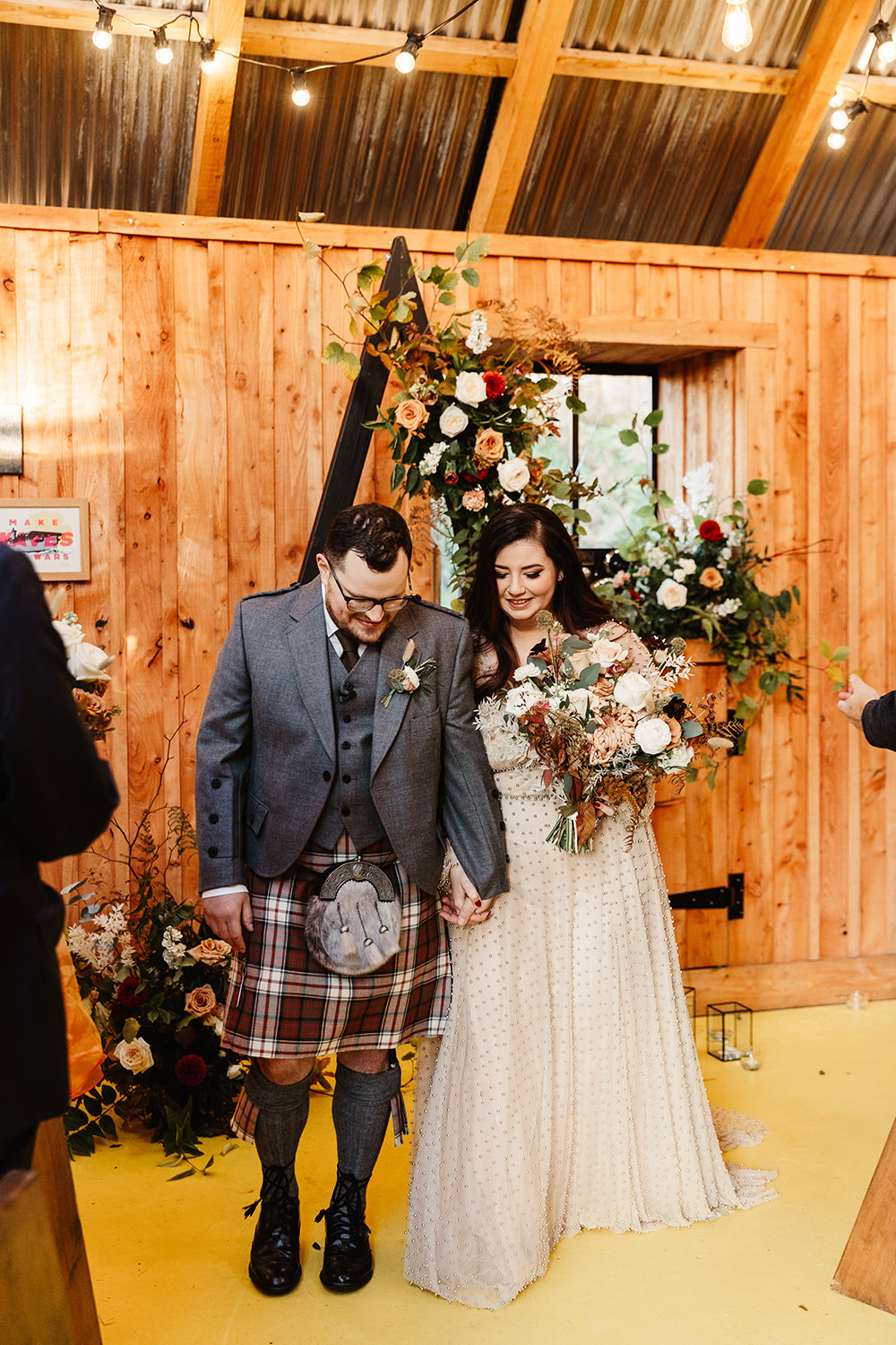Triangle Arch Backdrop Flowers Ceremony Autumn Forest Wedding Emma Lawson Photography