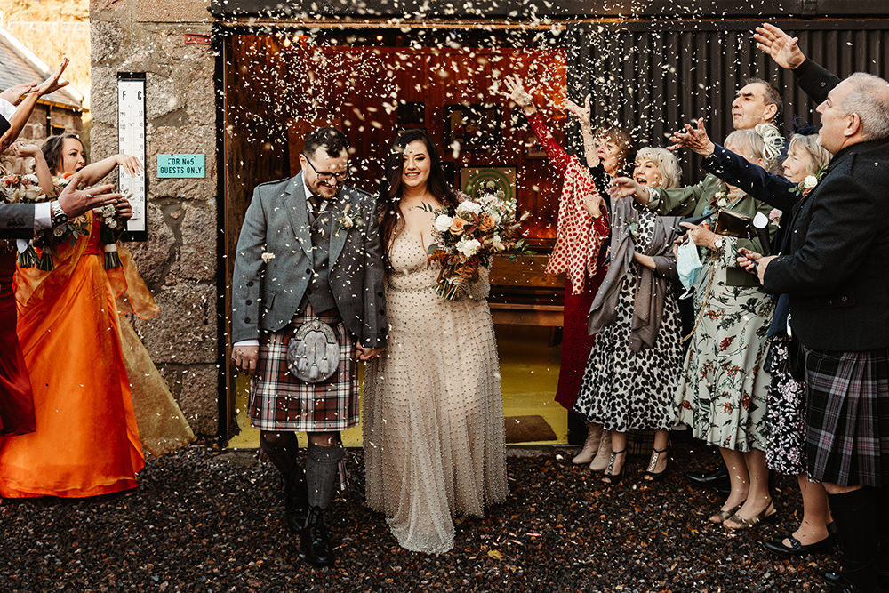 Confetti Throw Autumn Forest Wedding Emma Lawson Photography