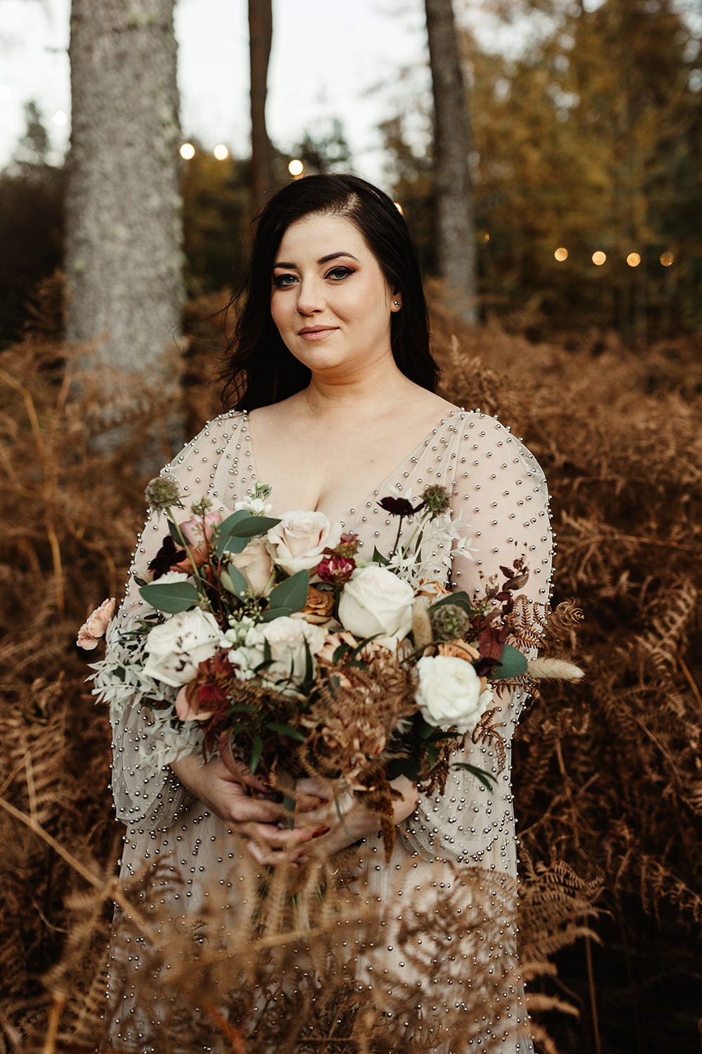 Bouquet Flowers Bride Bridal Burnt Orange Rose Toffee Autumn Forest Wedding Emma Lawson Photography