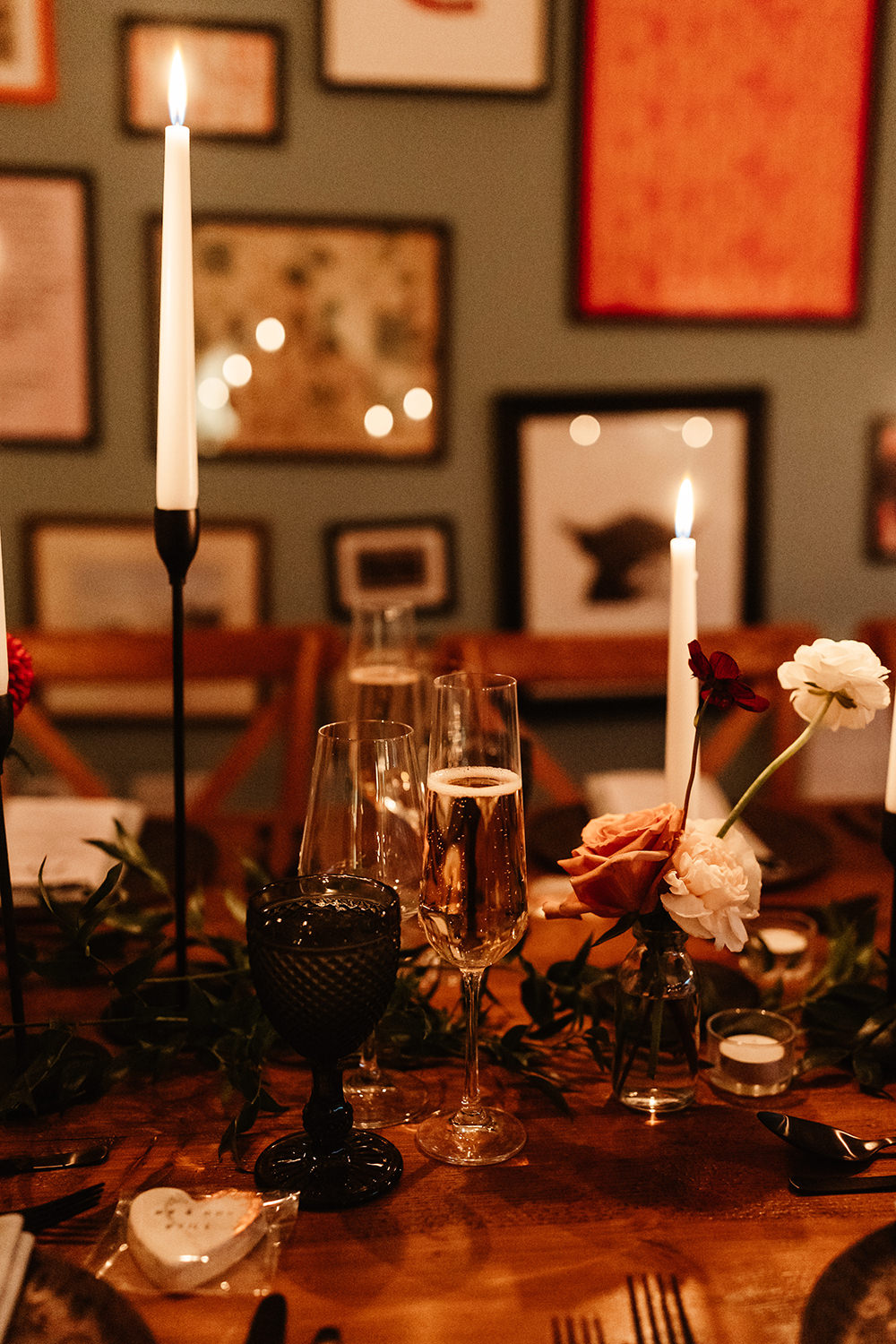 Rustic Wooden Tables Long Flowers Candles Autumn Forest Wedding Emma Lawson Photography