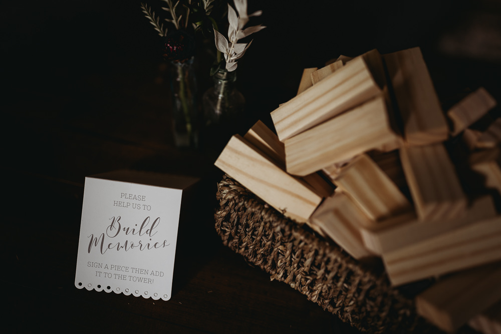 Jenga Guest Book Barn Norfolk Wedding Thyme Lane Photography