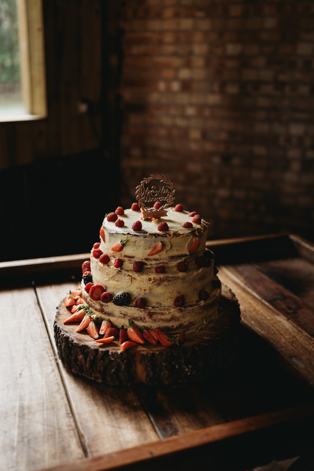 Semi Naked Cake Berries Fruit Barn Norfolk Wedding Thyme Lane Photography