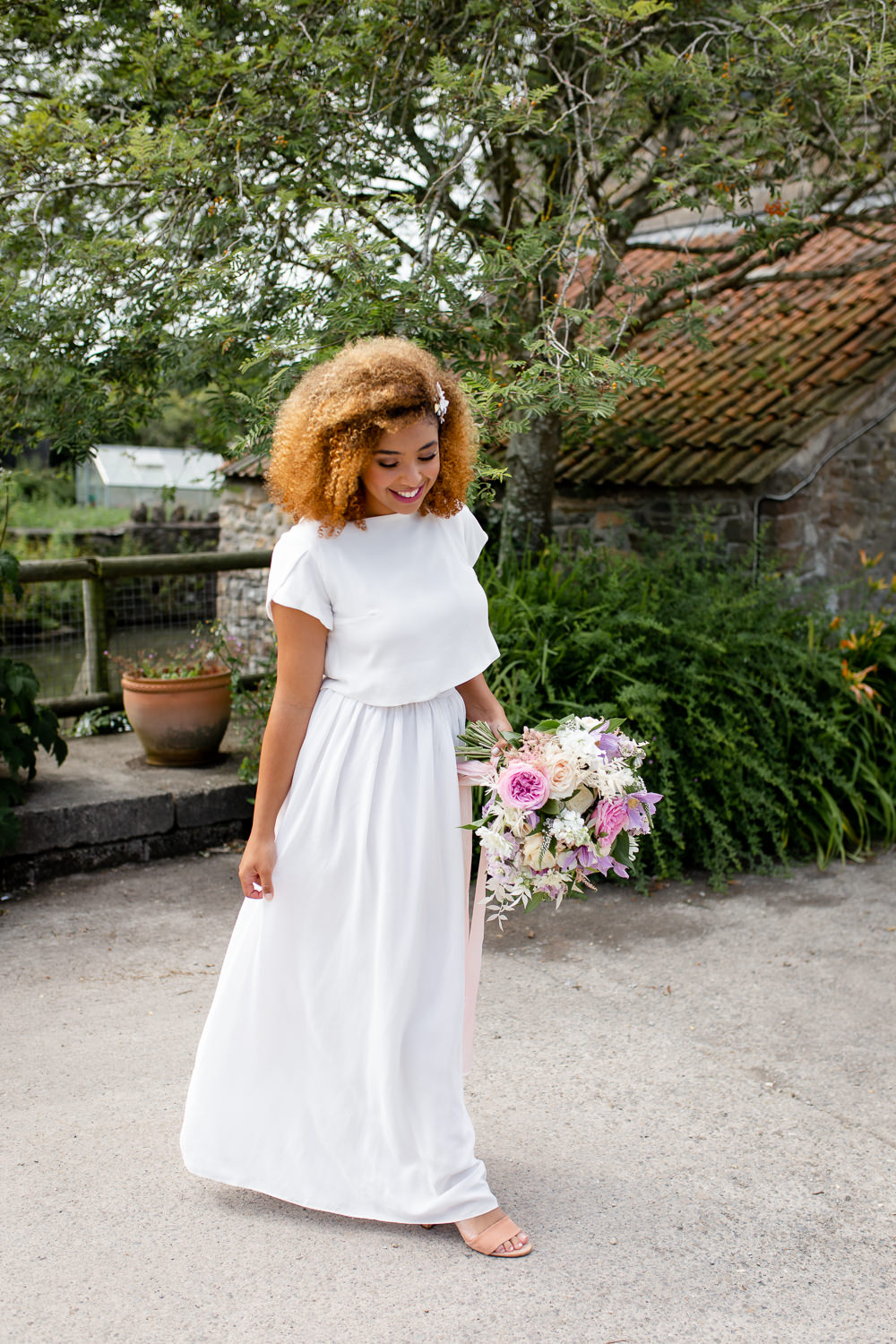 Bride Two Piece Bridal Separates Dress Top Skirt Beach Picnic Wedding Ellie Lou Photography
