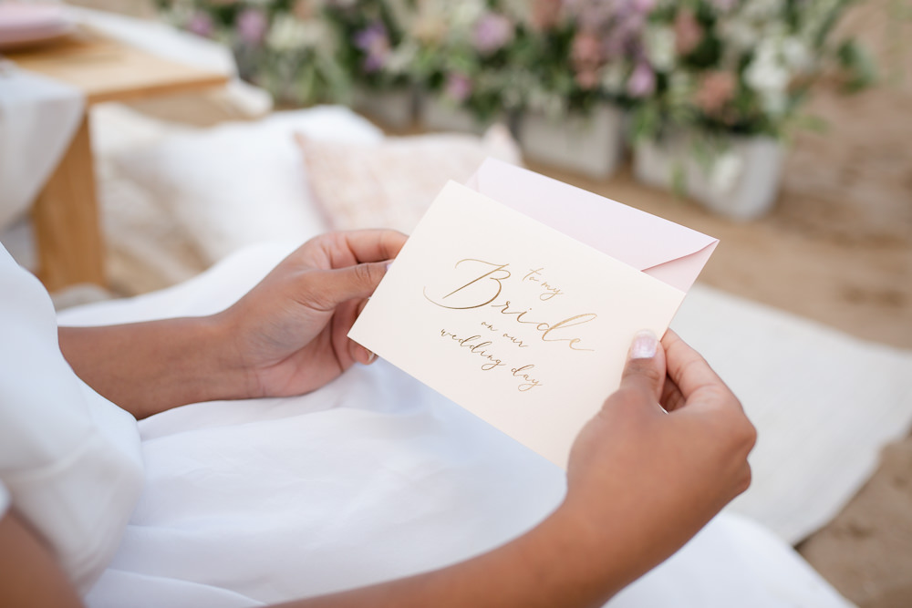 Bride Groom Couple Card Beach Picnic Wedding Ellie Lou Photography