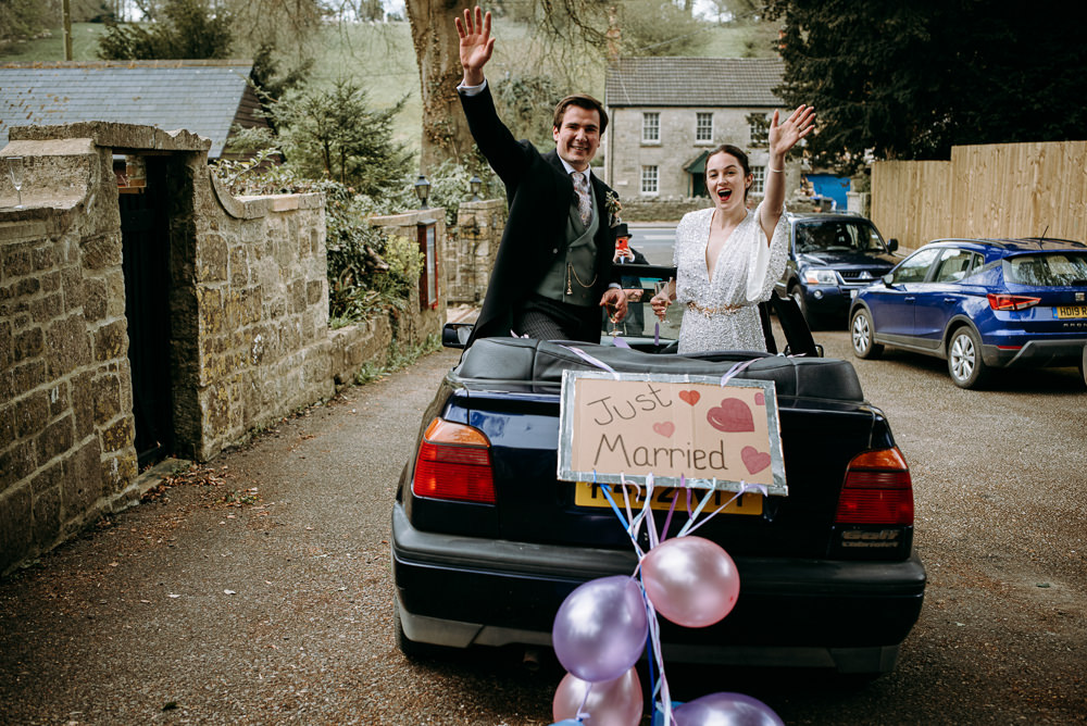 Just Married Car Sign Bluebell Woods Wedding Andrew Brannan Photography