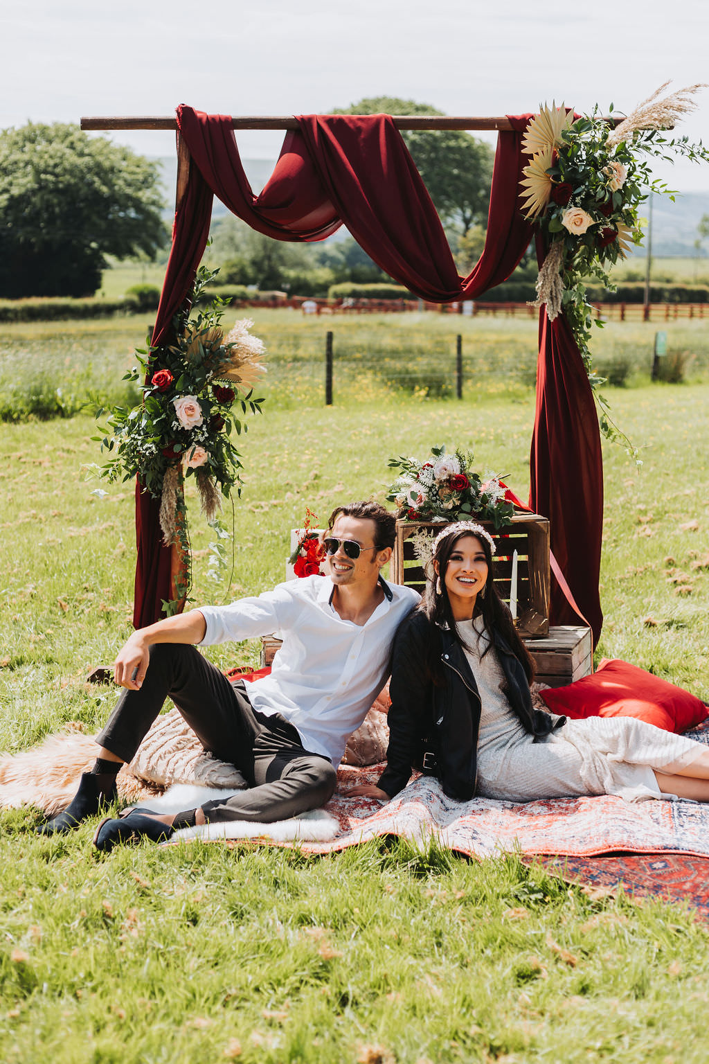 Picnic Flower Arch Backdrop Bold Wedding Ideas Pasha Jansen Photography