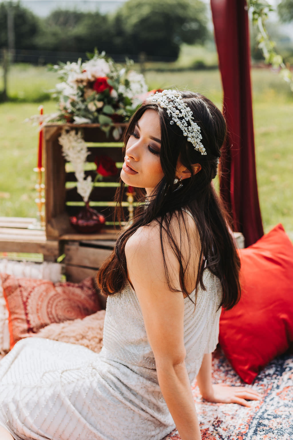 Bride Bridal Hairstyle Accessory Half Up Down Bold Wedding Ideas Pasha Jansen Photography