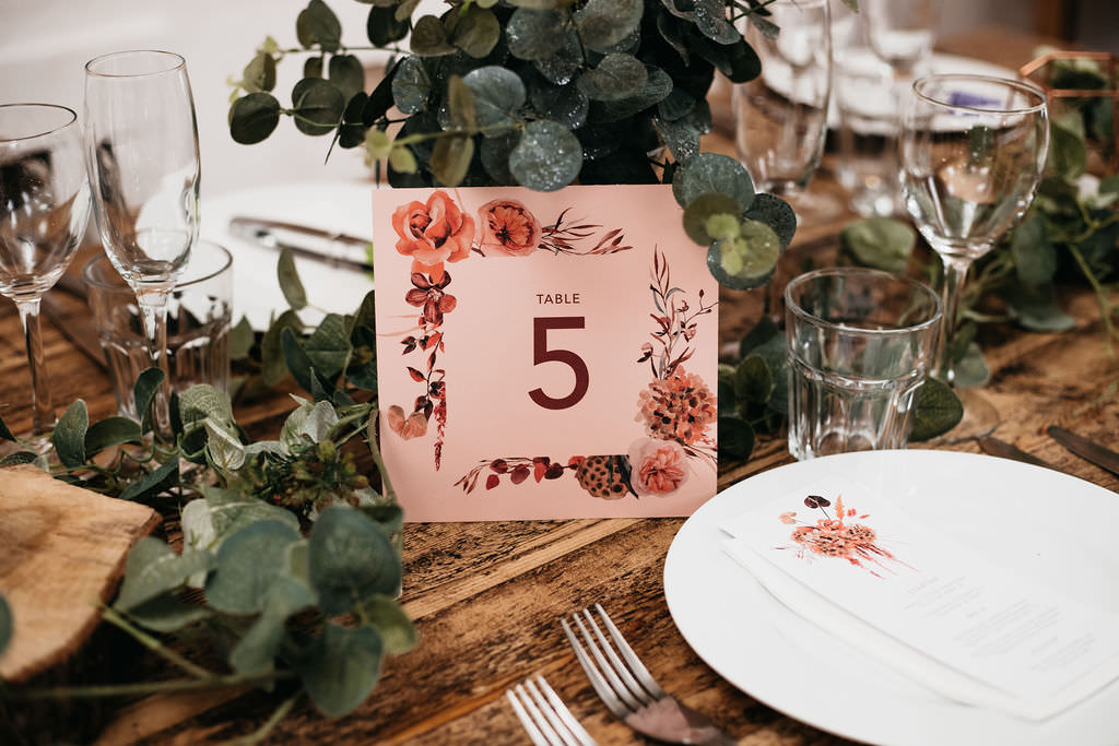 Floral Pink Red Table Number Bold Wedding Ideas Pasha Jansen Photography
