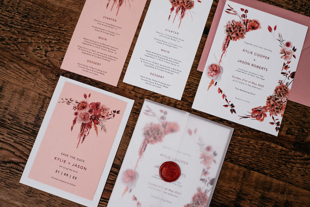 Pink Red Floral Stationery Invites Bold Wedding Ideas Pasha Jansen Photography