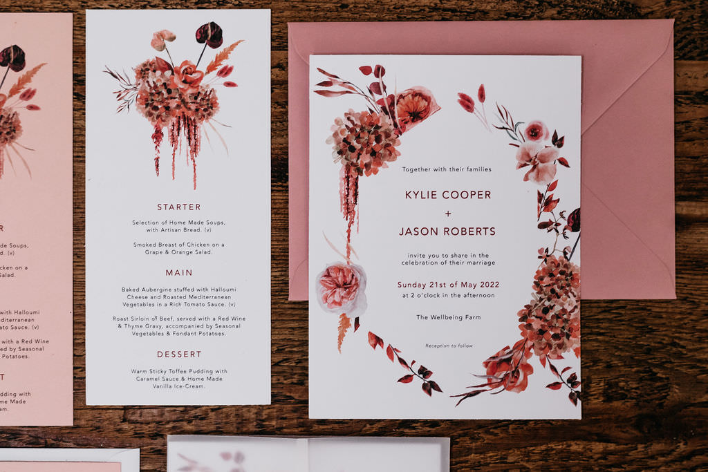 Pink Red Floral Stationery Invites Bold Wedding Ideas Pasha Jansen Photography