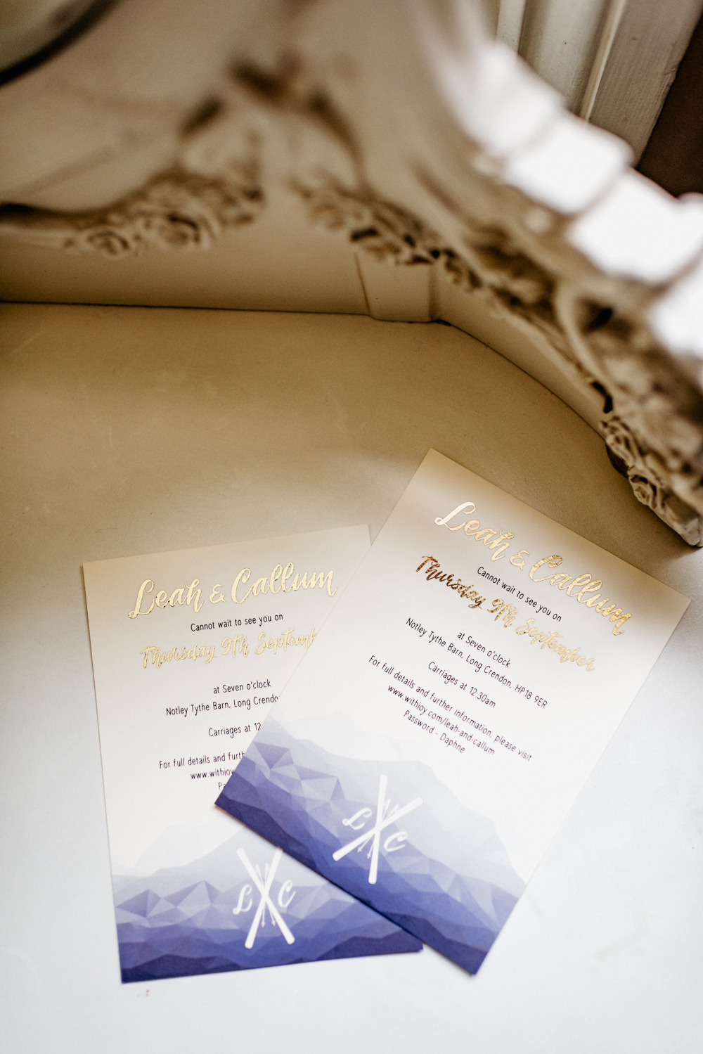 Blue Watercolour Invites Buckinghamshire Barn Wedding Rebecca Walters Photography