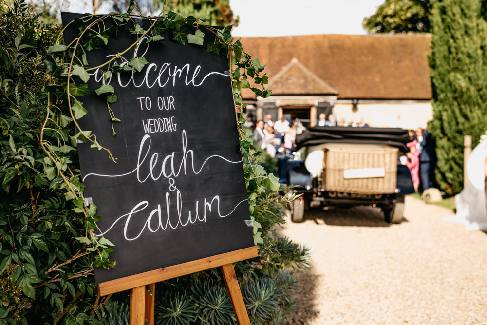 Chalk Board Sign Welcome Buckinghamshire Barn Wedding Rebecca Walters Photography