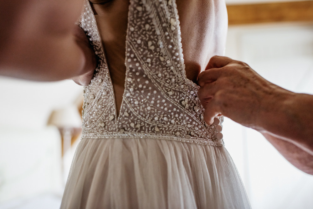 Dress Gown Bride Bridal Beaded Buckinghamshire Barn Wedding Rebecca Walters Photography
