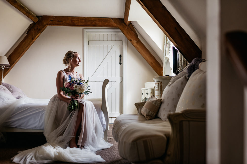 Dress Gown Bride Bridal Beaded Tulle Buckinghamshire Barn Wedding Rebecca Walters Photography
