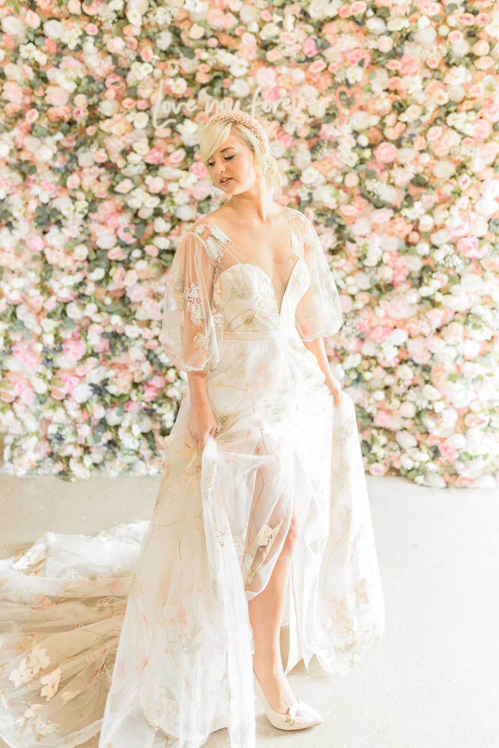 Dress Gown Bride Bridal Floral Burlton Manor Wedding Tanya Flannagan Photography