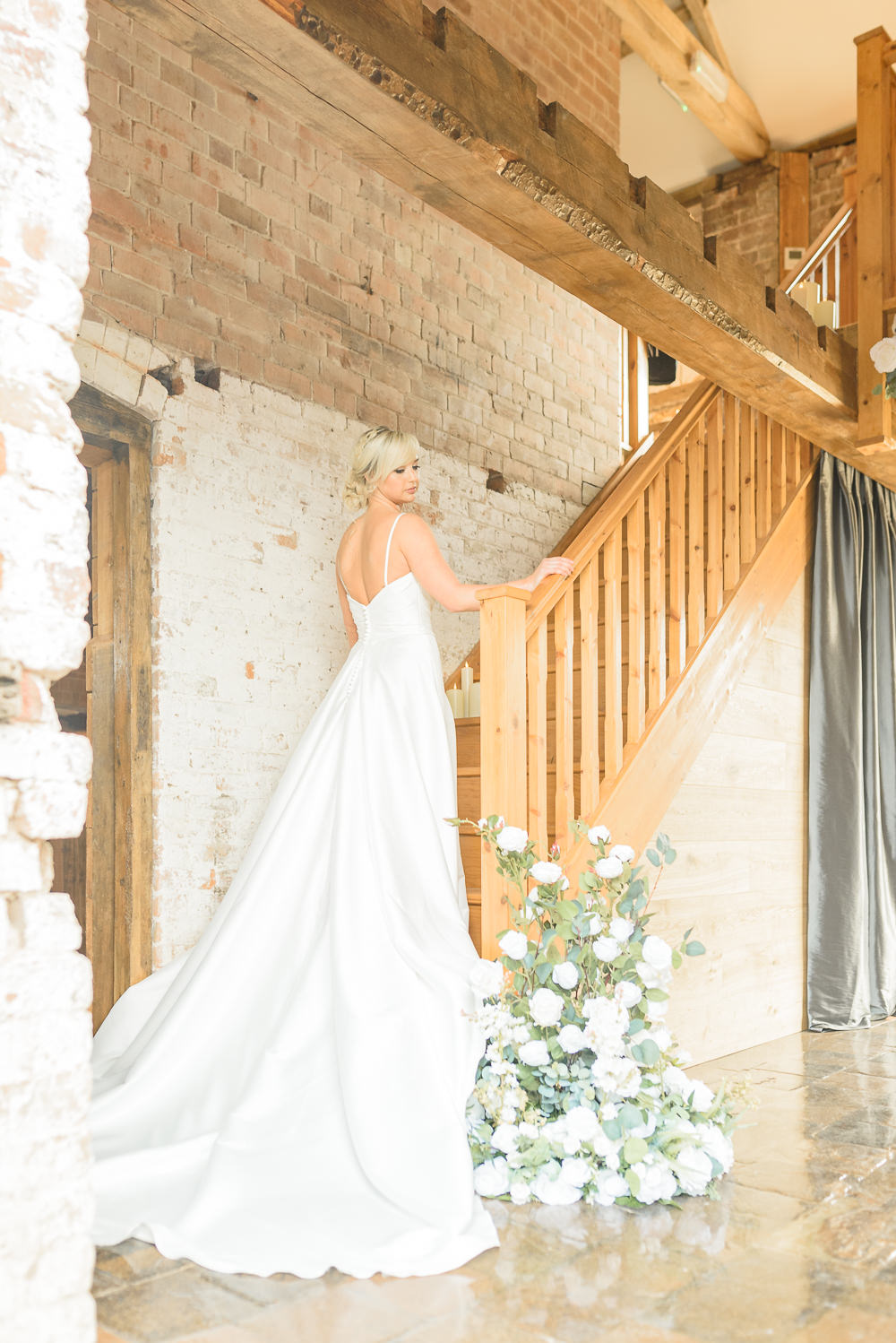 Dress Gown Bride Bridal Long Train Burlton Manor Wedding Tanya Flannagan Photography