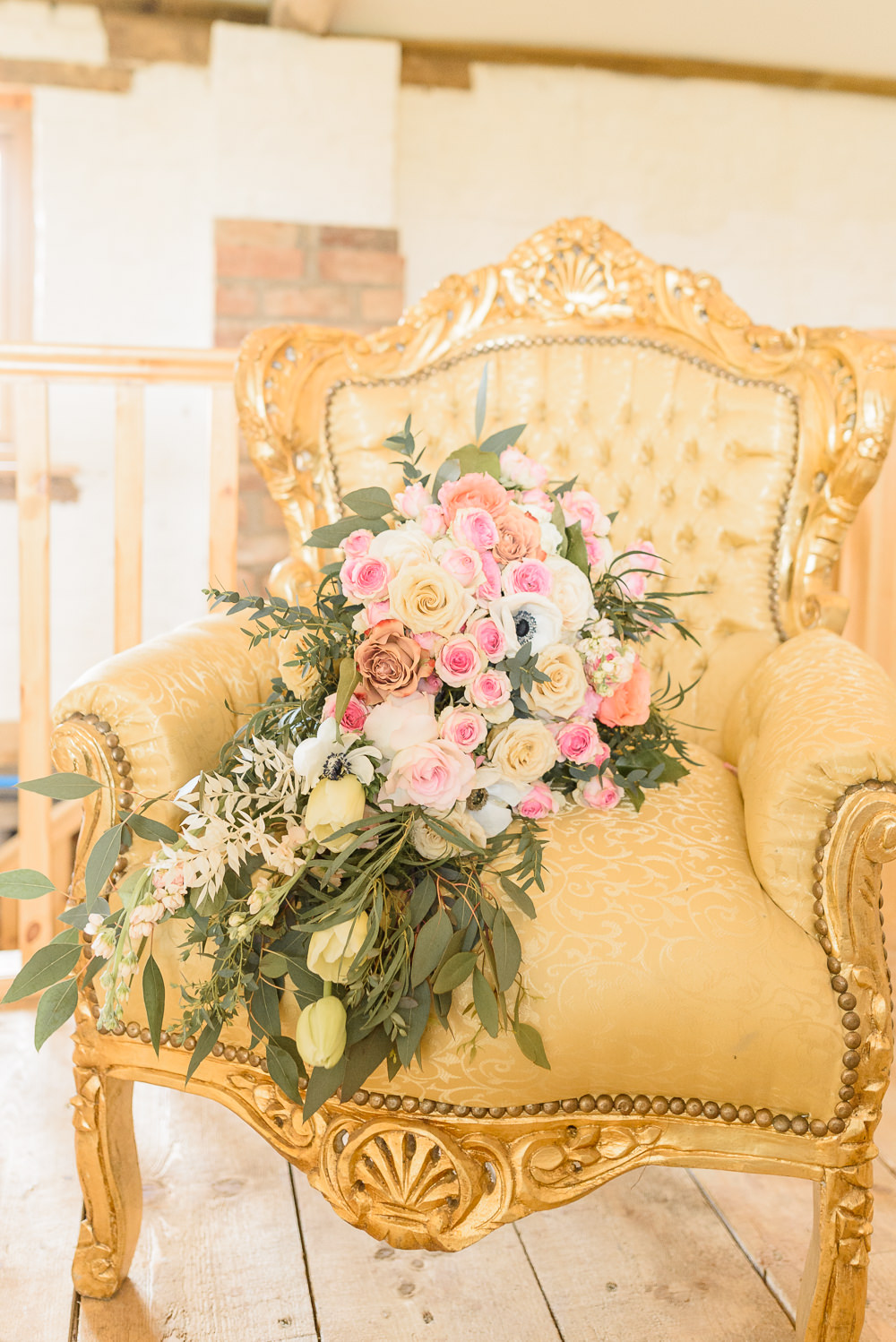 Bouquet Flowers Bride Bridal Large Cascading Pink Rose Foliage Burlton Manor Wedding Tanya Flannagan Photography